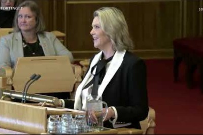 ©Stortinget Norsk økonomi - Sylvi Listhaug (Vinner) og Jens Stoltenberg