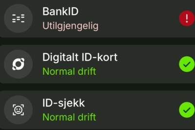BankID er utilgjengelig